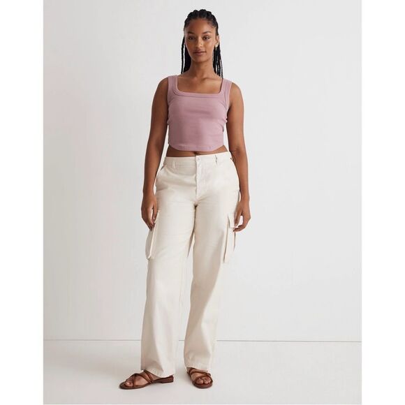 NWT Madewell The Tailored Crop Tank in Sleekhold in Pink - Picture 1 of 9
